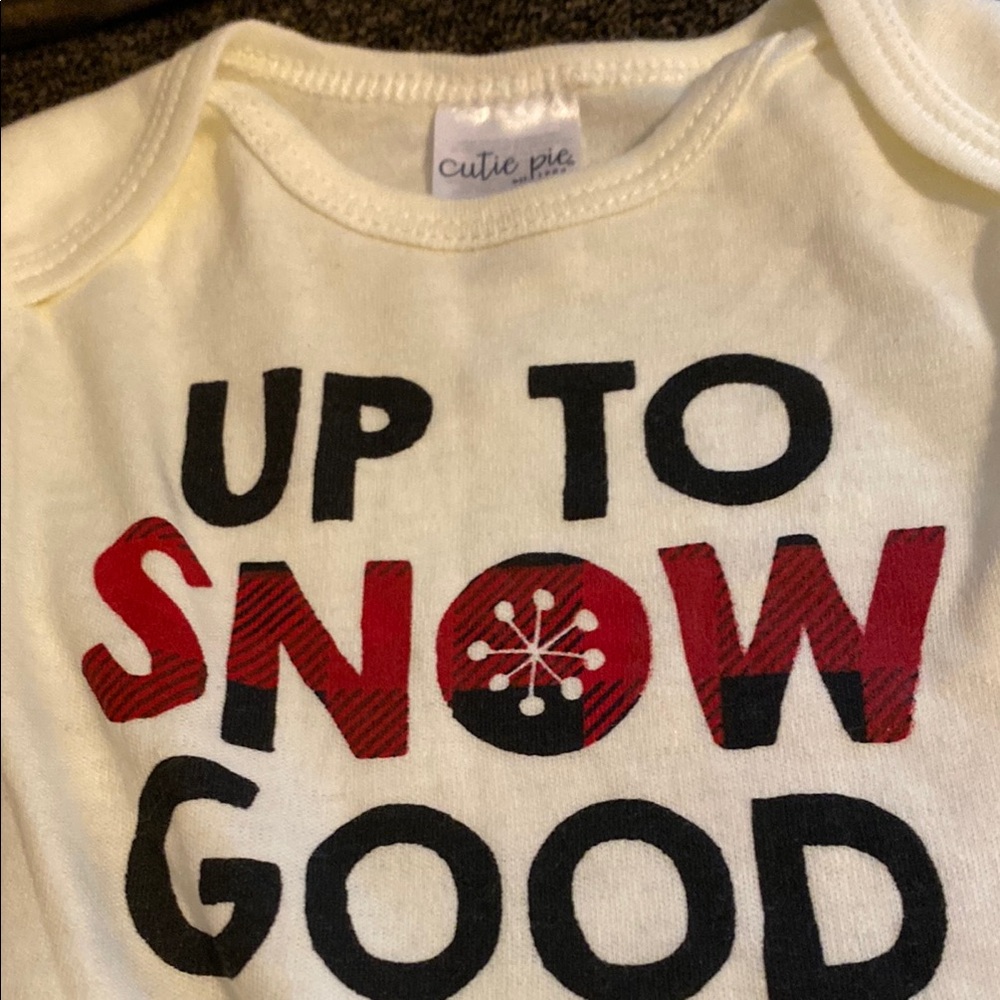 Child of Mine White and Red Bodysuit Up to Snow Good